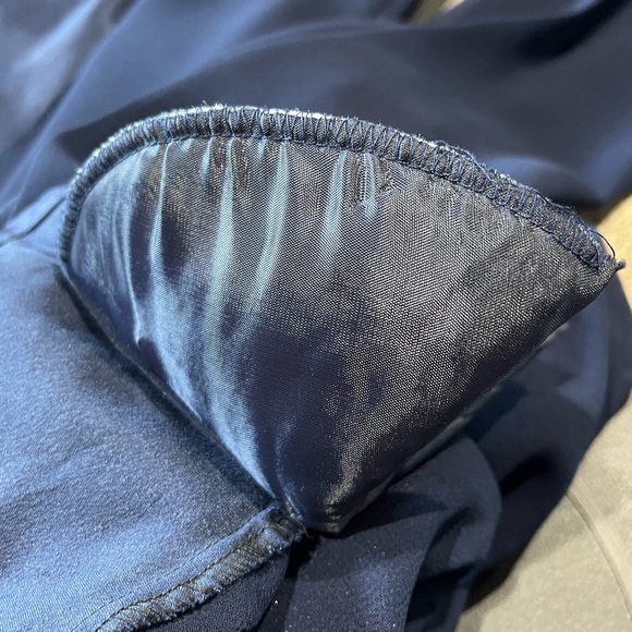 Vintage Cache Tunic Blouse Size Large Navy Blue Asymmetrical Shoulder Pads Party - Picture 8 of 9